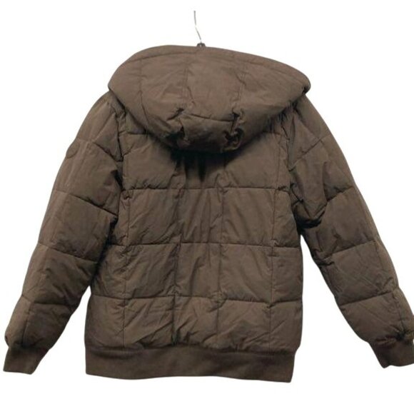 Abercrombie Kids Brown Puffer Jacket With Faux Shearling Lining & Hood Size 13/1 - Picture 2 of 3